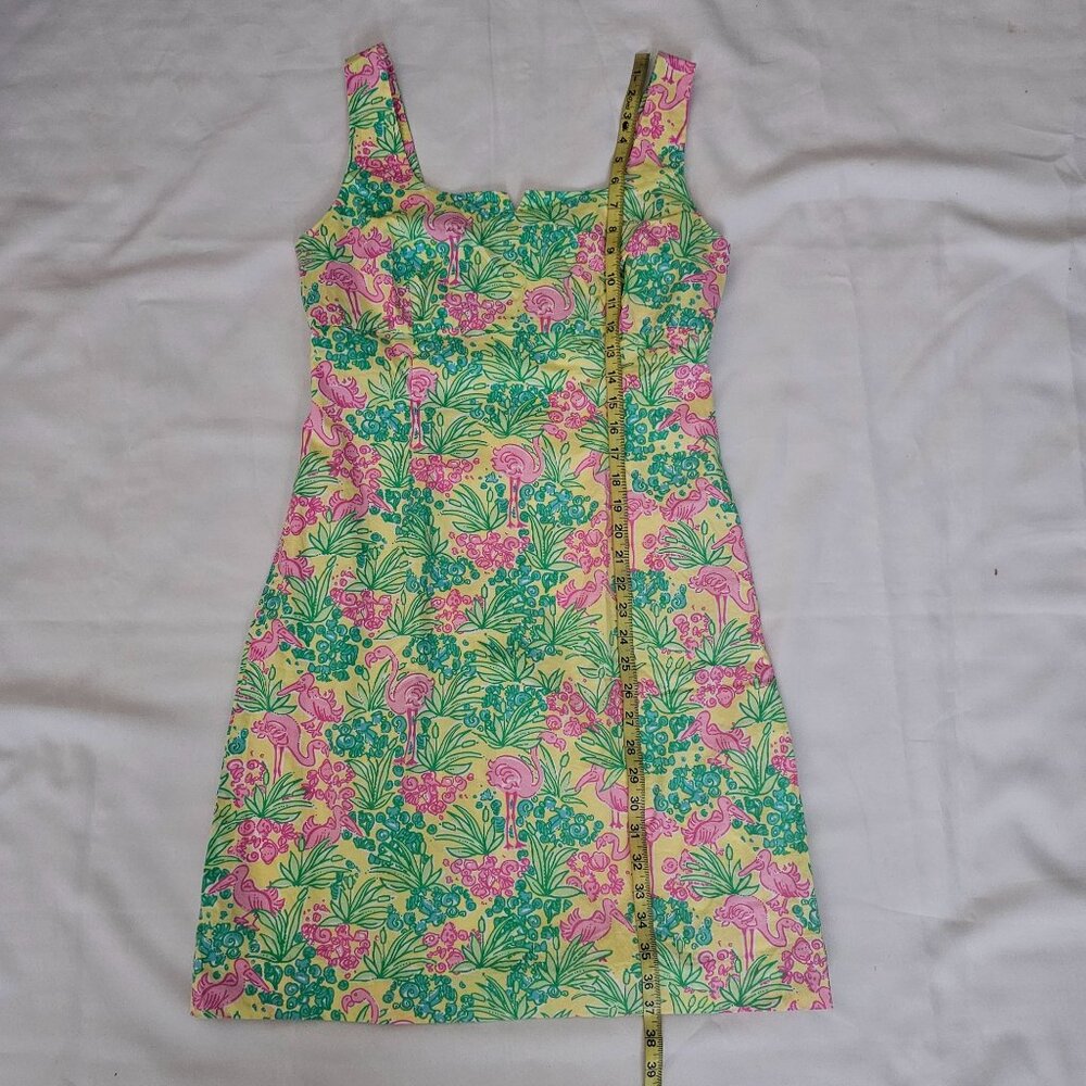 Lilly Pulitzer Women's Green Pink Flamingo Floral Print Dress Shift Dress Sz 10 - Picture 13 of 13